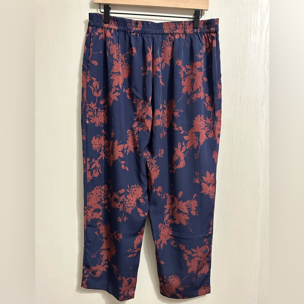 Floral Navy and Maroon Women's Pants